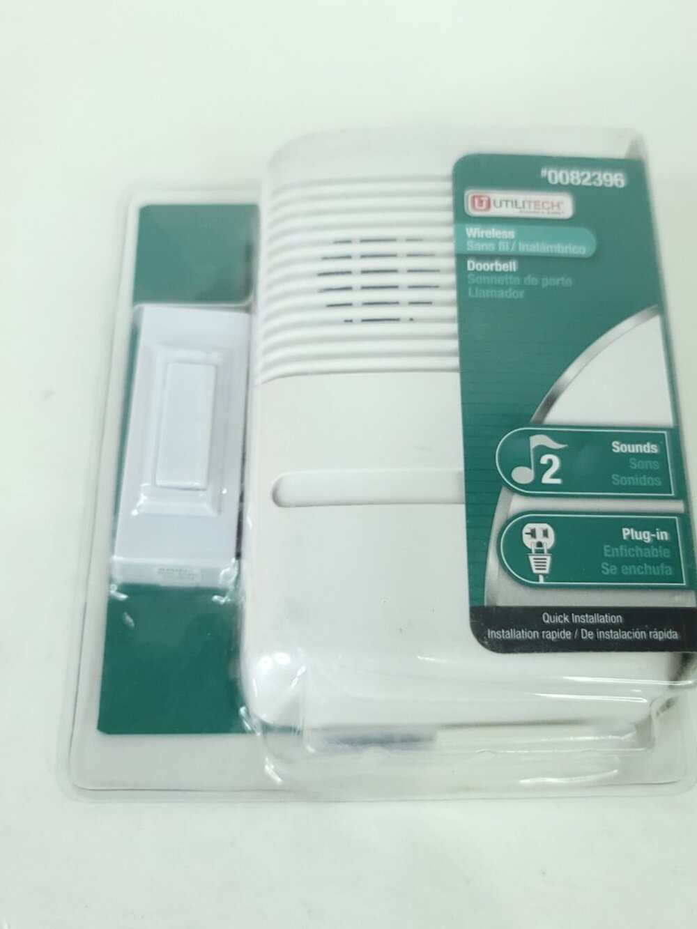 Utilitech Wireless Doorbell Plug-in 75' Range 2 Sounds #0082396 NEW Sealed